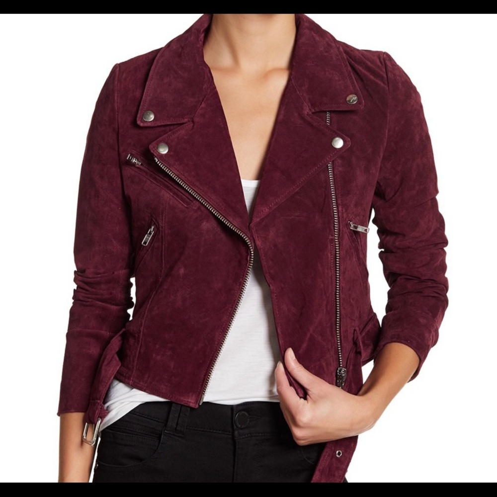 Vigoss Suede Genuine Leather maroon moto jacket